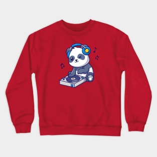 Cute Panda Playing DJ Music Cartoon Crewneck Sweatshirt